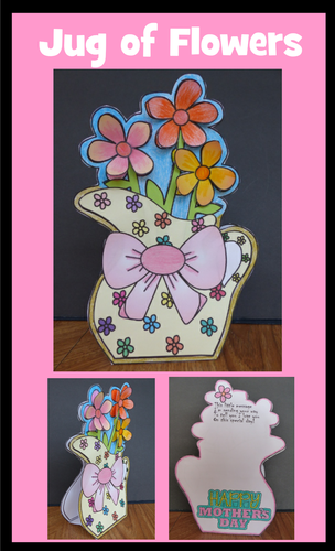 Mother's Day Crafts - Jug of Flowers with Writing Activity