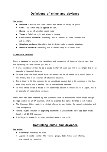 Crime and deviance sociology past papers image