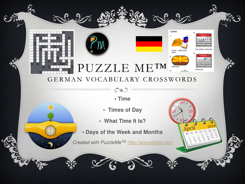 German Vocabulary - Time related Crossword Puzzles