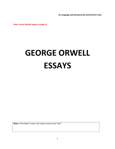 Essays by Geoge Orwell_Lesson Bundle and Essay Pack