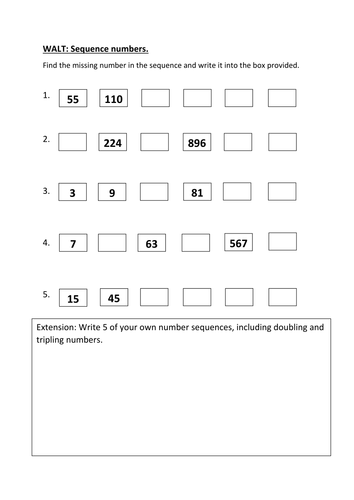 sequencing numbers worksheets teaching resources