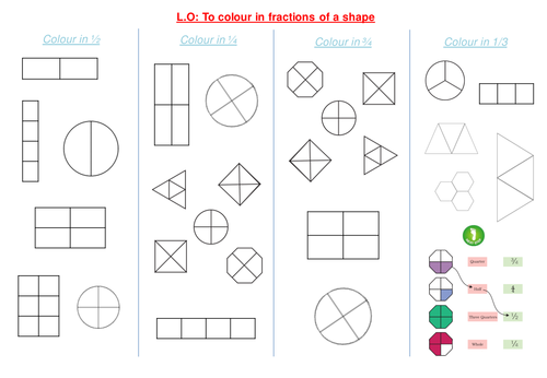 of 1/2 shading shapes fractions Teaching Shading of by  a  blues funky shape