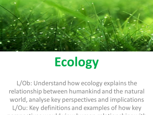 EdExcel A2 Politics Ideologies Route B- Ecologism- full set of lessons for this unit
