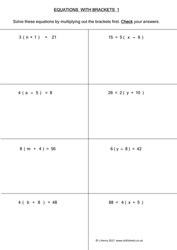 Equations with Brackets by - UK Teaching Resources - TES