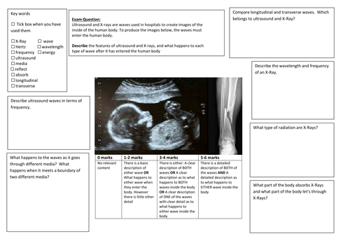 QWC Writing Frame with picture prompt - X-Ray Vs. Ultrasound