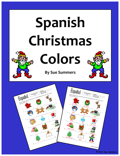 Spanish Christmas Colors IDs Worksheet  - Navidad 