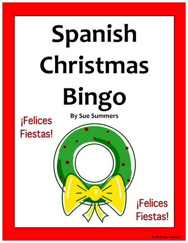 Spanish Christmas Bingo with Vocabulary - 35 Game Cards