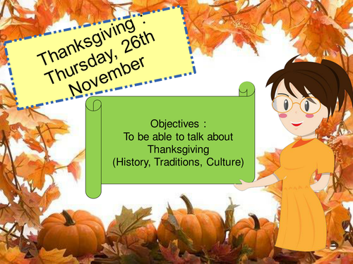 Thanksgiving Celebration Lesson + student exercises