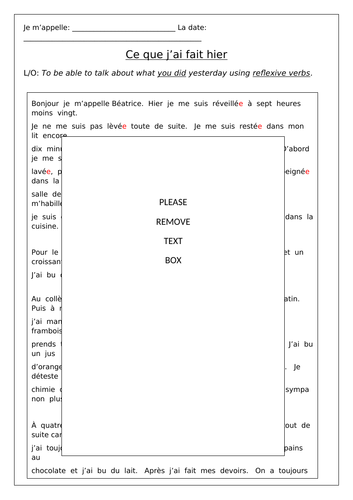 FRENCH - PAST TENSE - Ce que j'ai fait hier