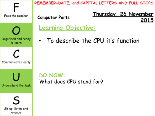 computing year 7 8 cpu lesson teaching resources