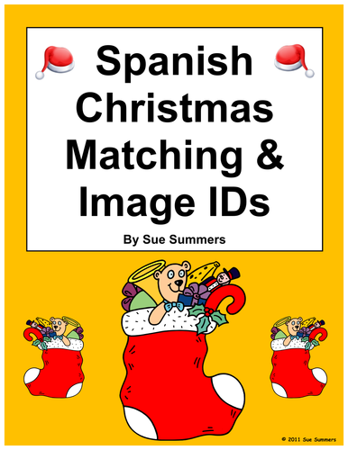Spanish Christmas Matching Quiz or Worksheet - 31 Words - Navidad