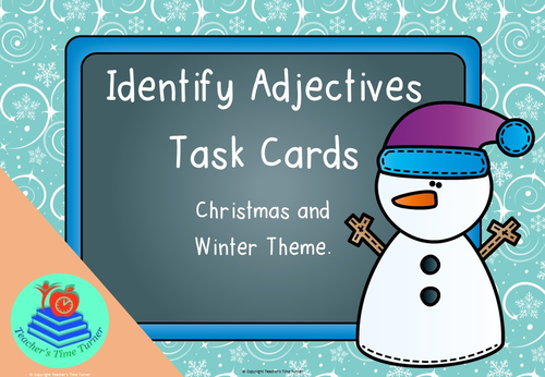 Identifying adjectives task cards - Christmas and winter theme