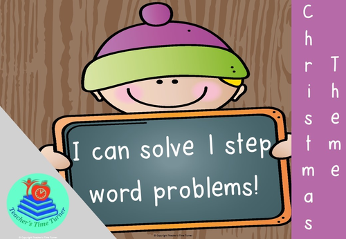 Word problems - Solving 1 step word problems. - Christmas and Winter theme