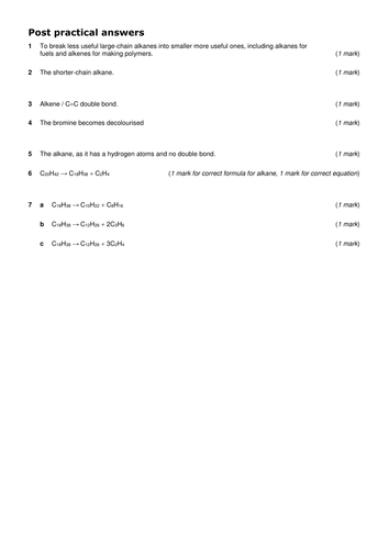 AS Chemistry AQA Cracking alkanes
