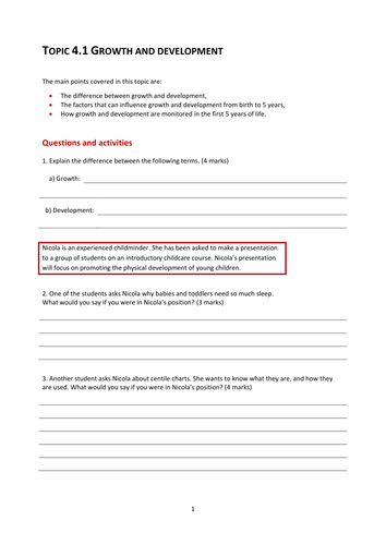 AQA Home economics child development