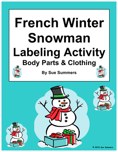 French Christmas / Winter Label the Snowman with Body Parts and Clothing