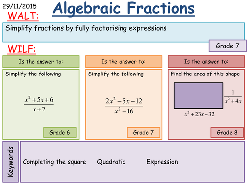 Maths KS4: Simplifying algebraic fractions (harder)