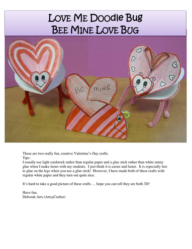 Valentine's Day Crafts - Love Me Doodle Bug and Bee My Love Bug