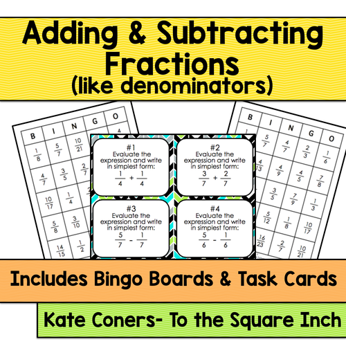 Adding And Subtracting Fractions Bingo | Teaching Resources