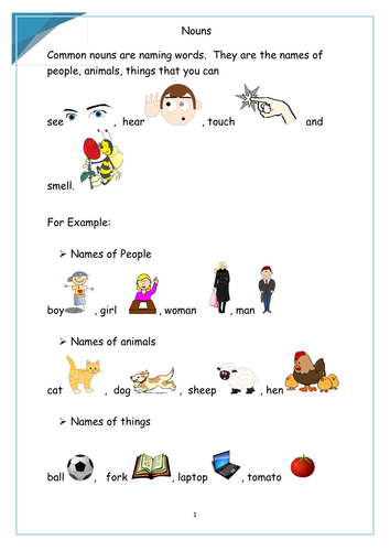 Nouns - Revision / Explanation Booklet