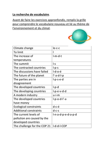 La COP 21 Listening and reading comprehension on climate change