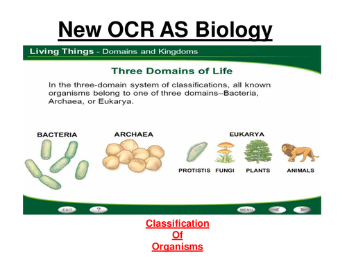 New OCR AS Biology - Classification