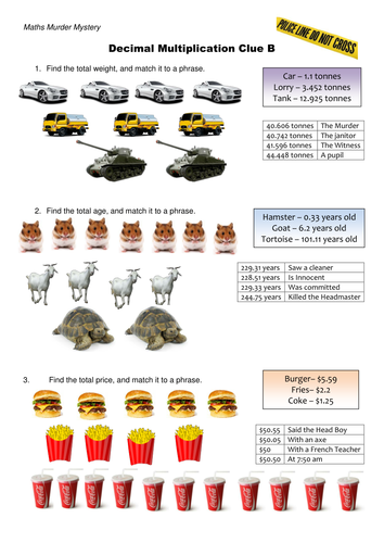 Decimal Multiplication worksheet