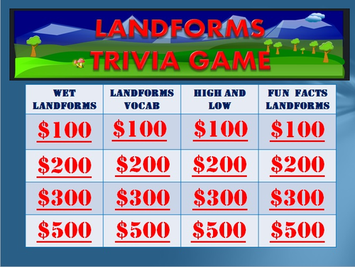Landforms Trivia Game: Fun Stuff!