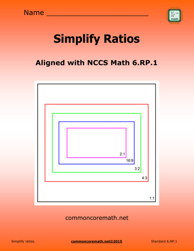 Simplify Ratios Study Guide - Aligned with NCCS Math 6.RP.1