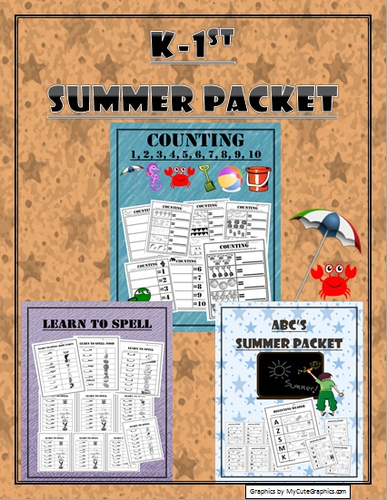 Summer Reading and Math Packet for K-1st Grade
