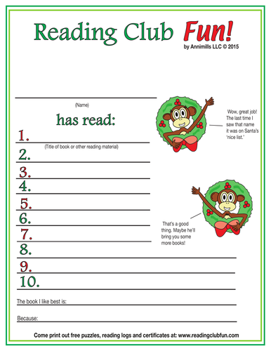 Christmas is Coming Reading Log and Certificate Set