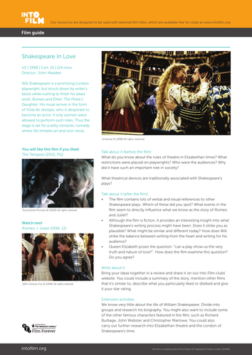 Shakespeare In Love - Film Guide 