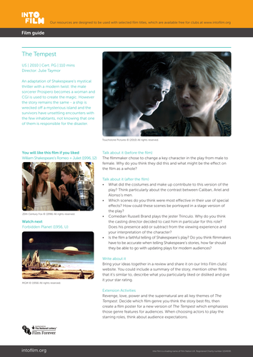 The Tempest 2010 - Film Guide 