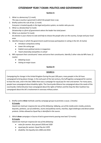 Citizenship Exam - Year 7