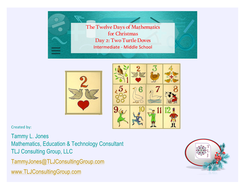 12 Days of Mathematics for Christmas-Day 2-Intermediate-MS