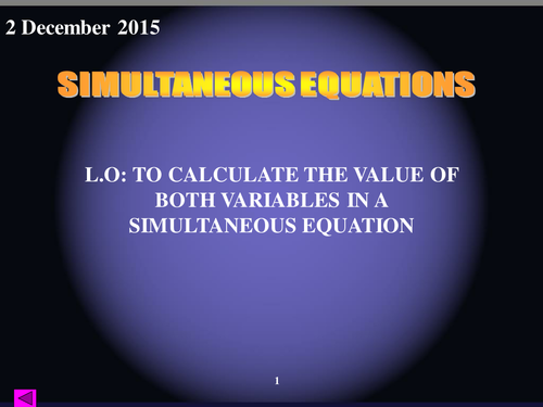 Simultaneous Equations - Calculating both values