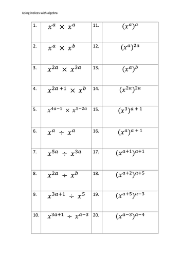 Laws of Indices Extension by jmcarver1 | Teaching Resources