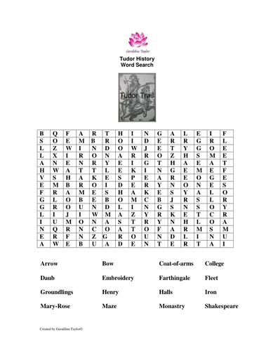Tudor History Word Search