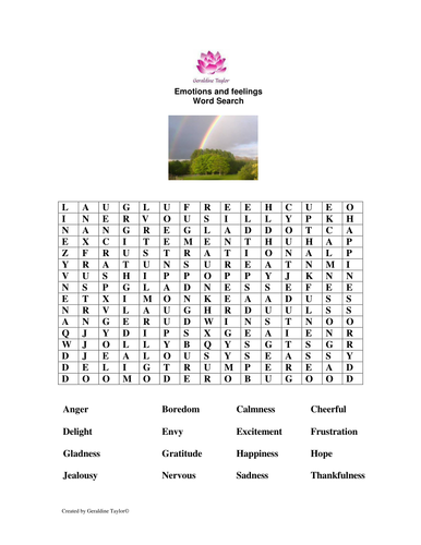 Emotions and Feelings Word Search