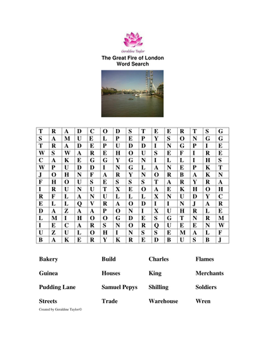 The Great Fire of London Word Search