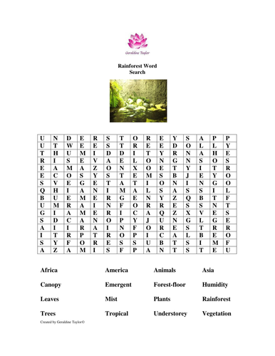 Rainforest Word Search