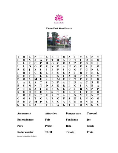 Theme Park Word Search