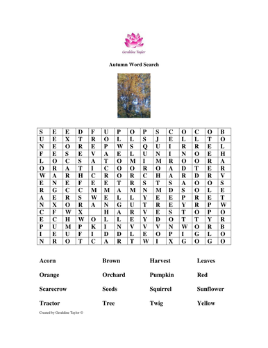 Autumn Word Search