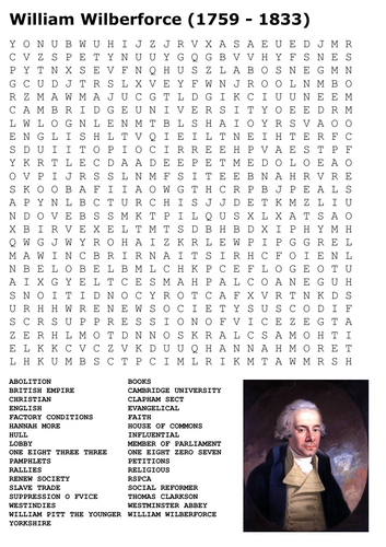 William Wilberforce Word Search 
