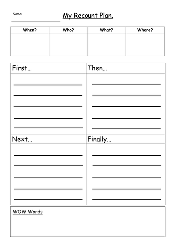 ks1 recount plan template teaching resources