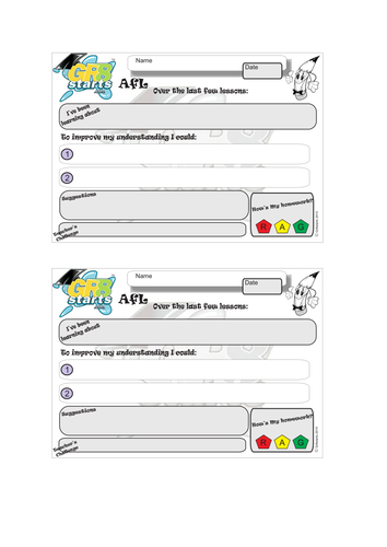 Assessment for Learning Templates. Engaging Self Assessment and Peer Assessment activities.