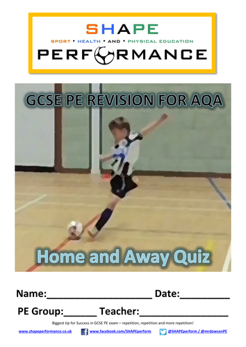 GCSE PE Home and Away 10 mark revision quizzes - Discounted until 10 downloads