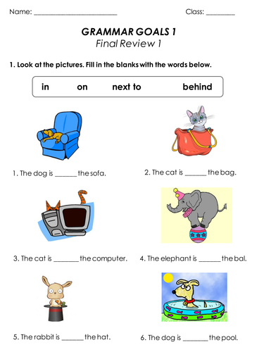 prepositions year 1 teaching resources