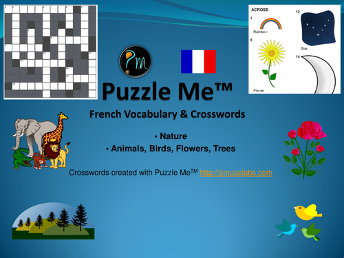 French Vocabulary - Nature Crossword Puzzles