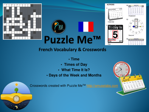 French Vocabulary - Time related Crossword Puzzles